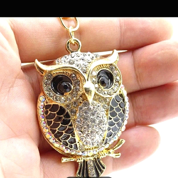 Rhinestone Owl Keychain/Purse Charms, Pink, Blue & Black. NWT - Picture 3 of 5